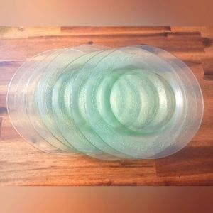 Set of 6 Uranium Glass Plates